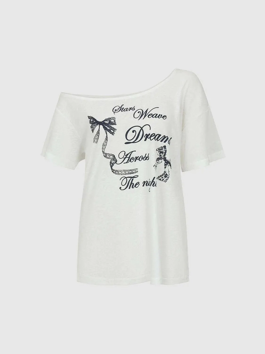 Cotton One Shoulder Printed Loose Fit T-Shirts