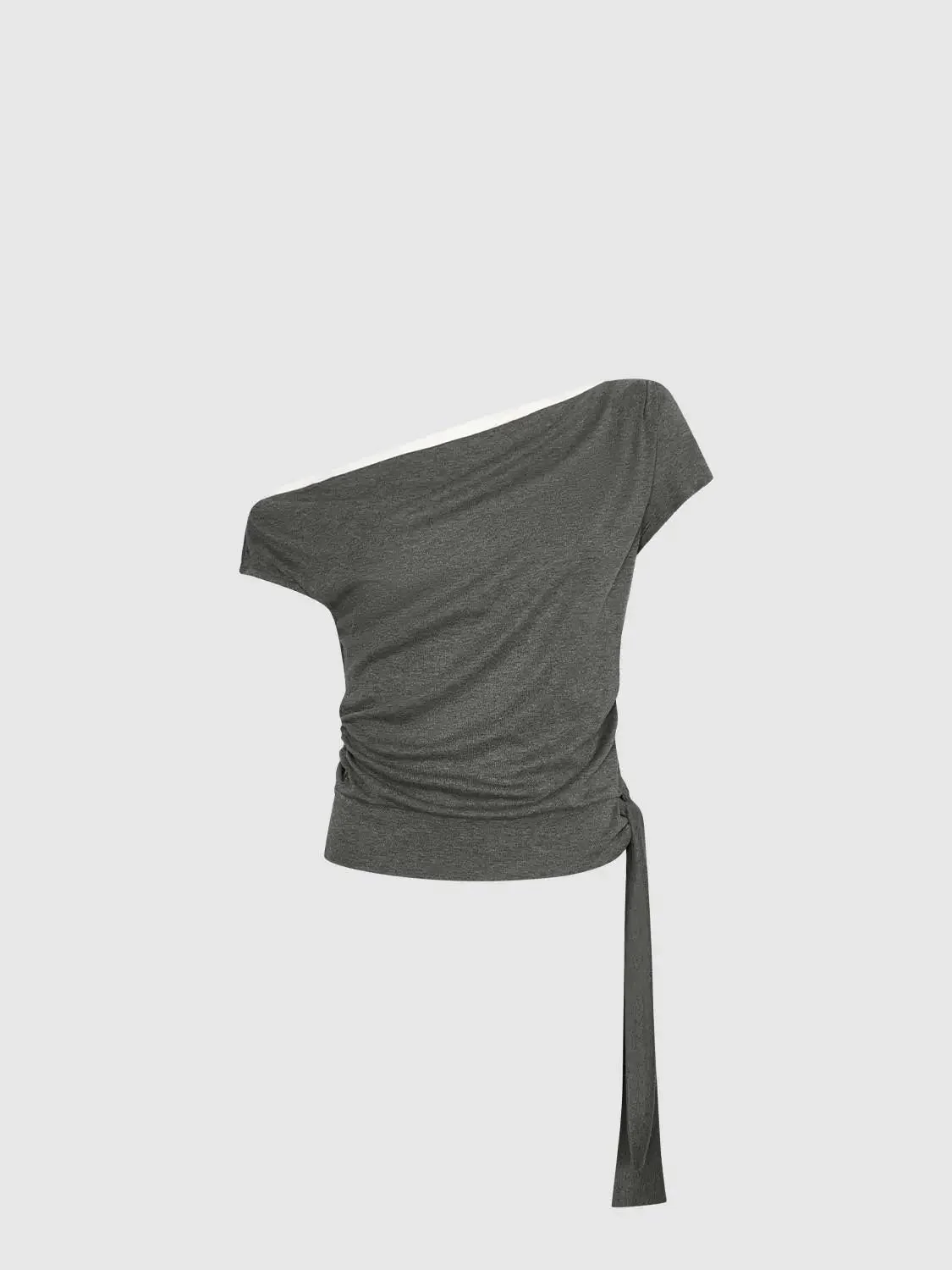 1674-olive-one-shoulder-ruched-lace-trim-elegant-top-15.webp Olive One Shoulder Ruched Lace Trim Elegant Top