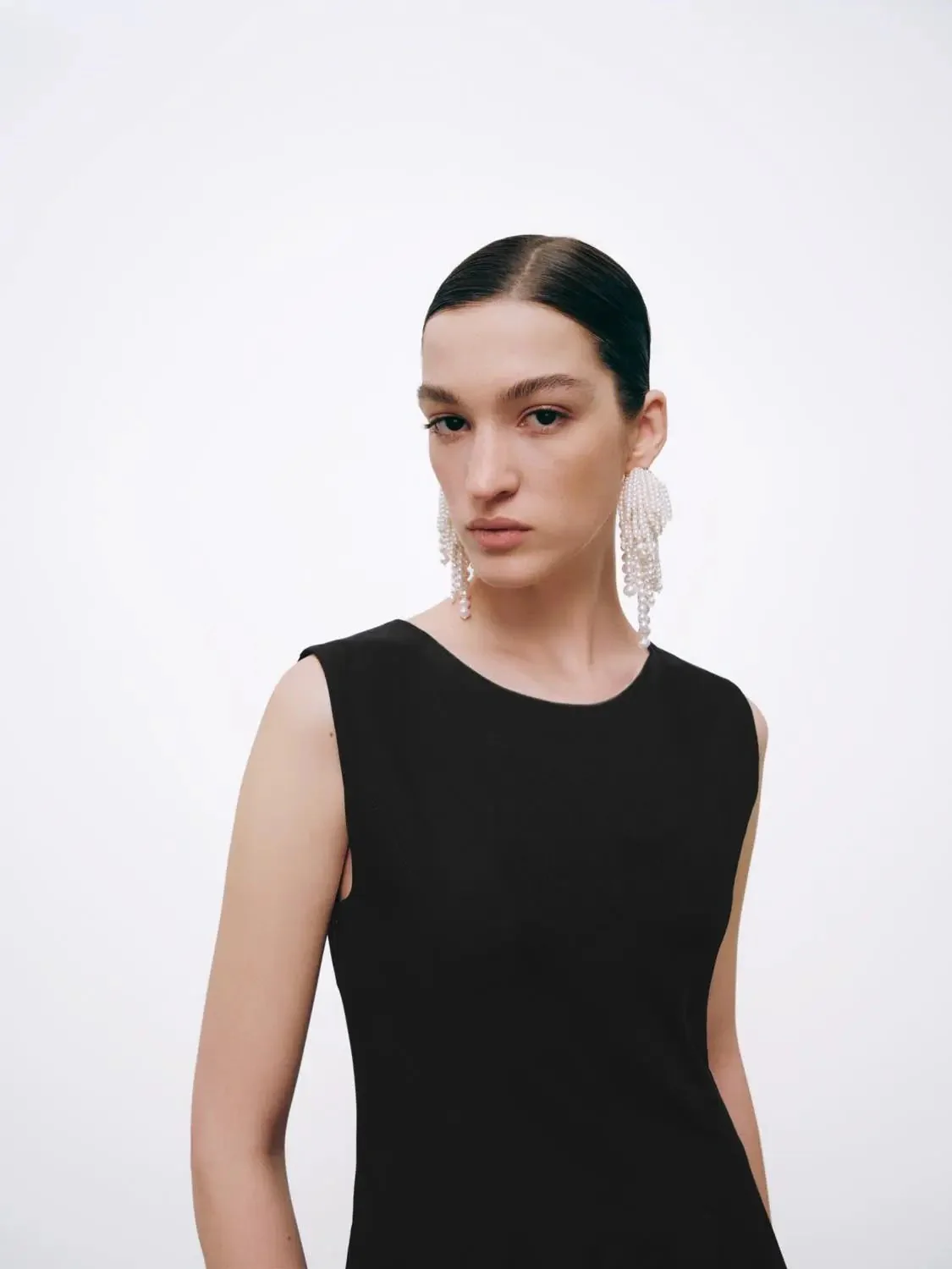 Elegant A-Line Sleeveless Midi Soft Blend Crew Neck Dresses