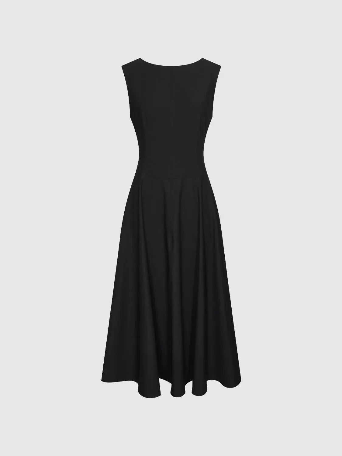 Elegant A-Line Sleeveless Midi Soft Blend Crew Neck Dresses
