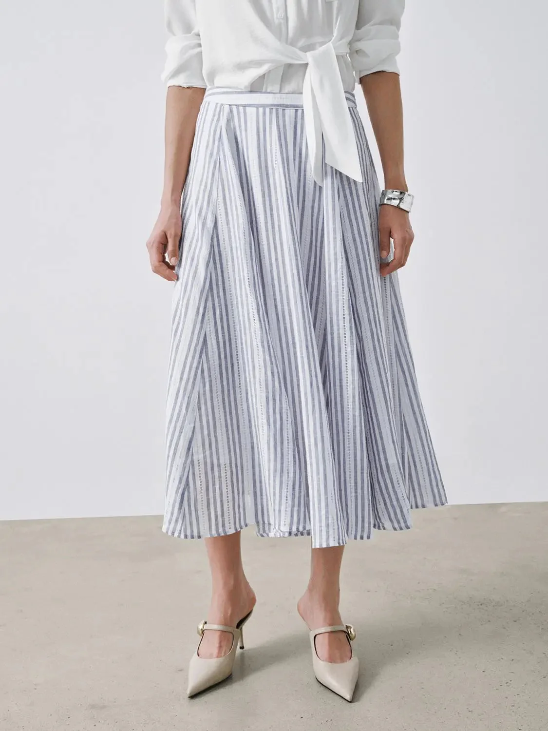 16808-linen-blend-contrast-striped-seamed-a-line-midi-skirts-1.webp Linen Blend Contrast Striped Seamed A-Line Midi Skirts