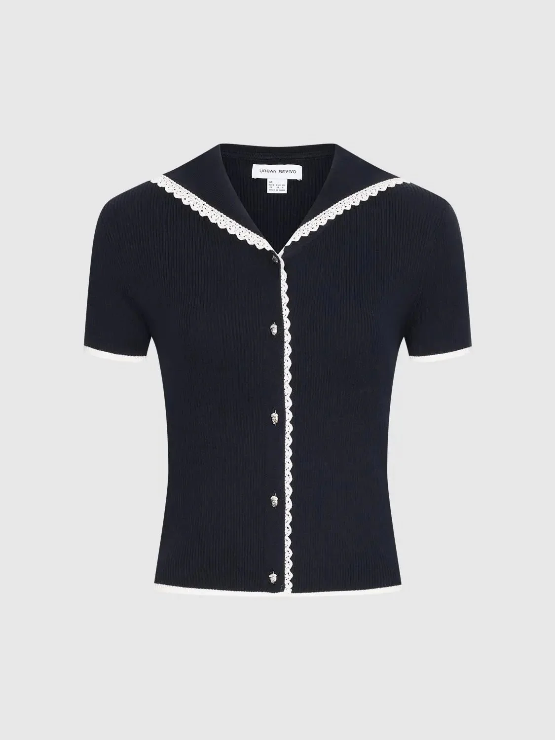 16815-cotton-blend-contrast-lace-trim-collared-knitted-cardigan-7.webp Cotton Blend Contrast Lace Trim Collared Knitted Cardigan