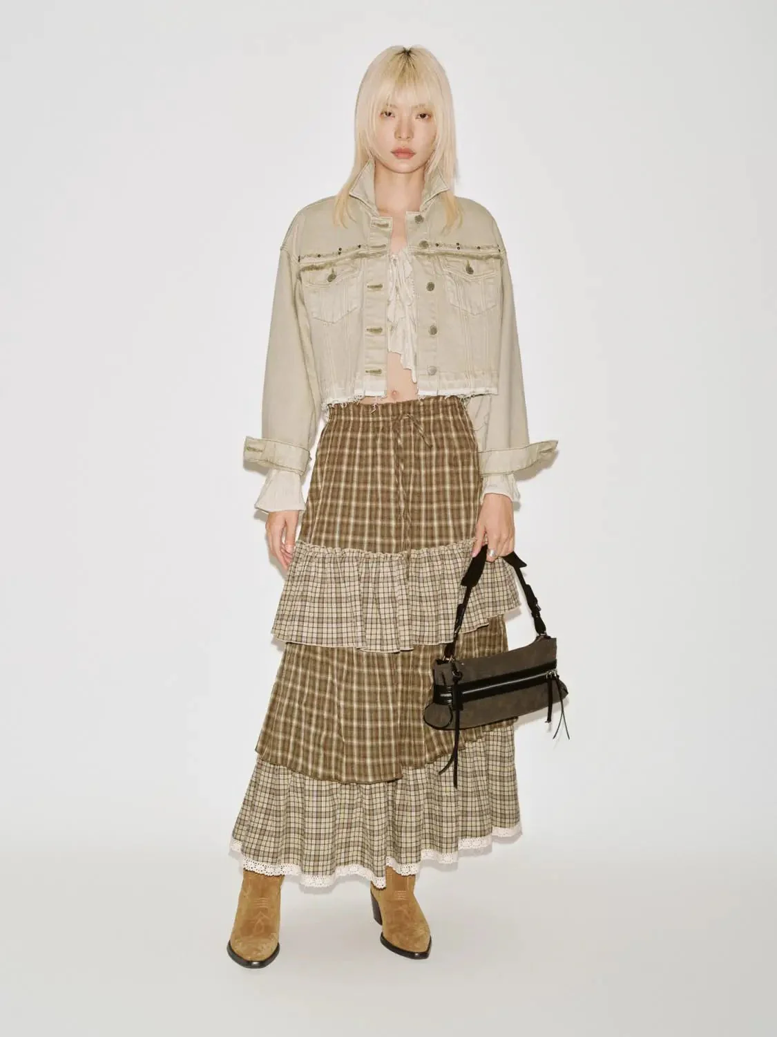 16842-ruffle-trim-contrast-check-tiered-a-line-midi-skirts-7.webp Ruffle Trim Contrast Check Tiered A-Line Midi Skirts
