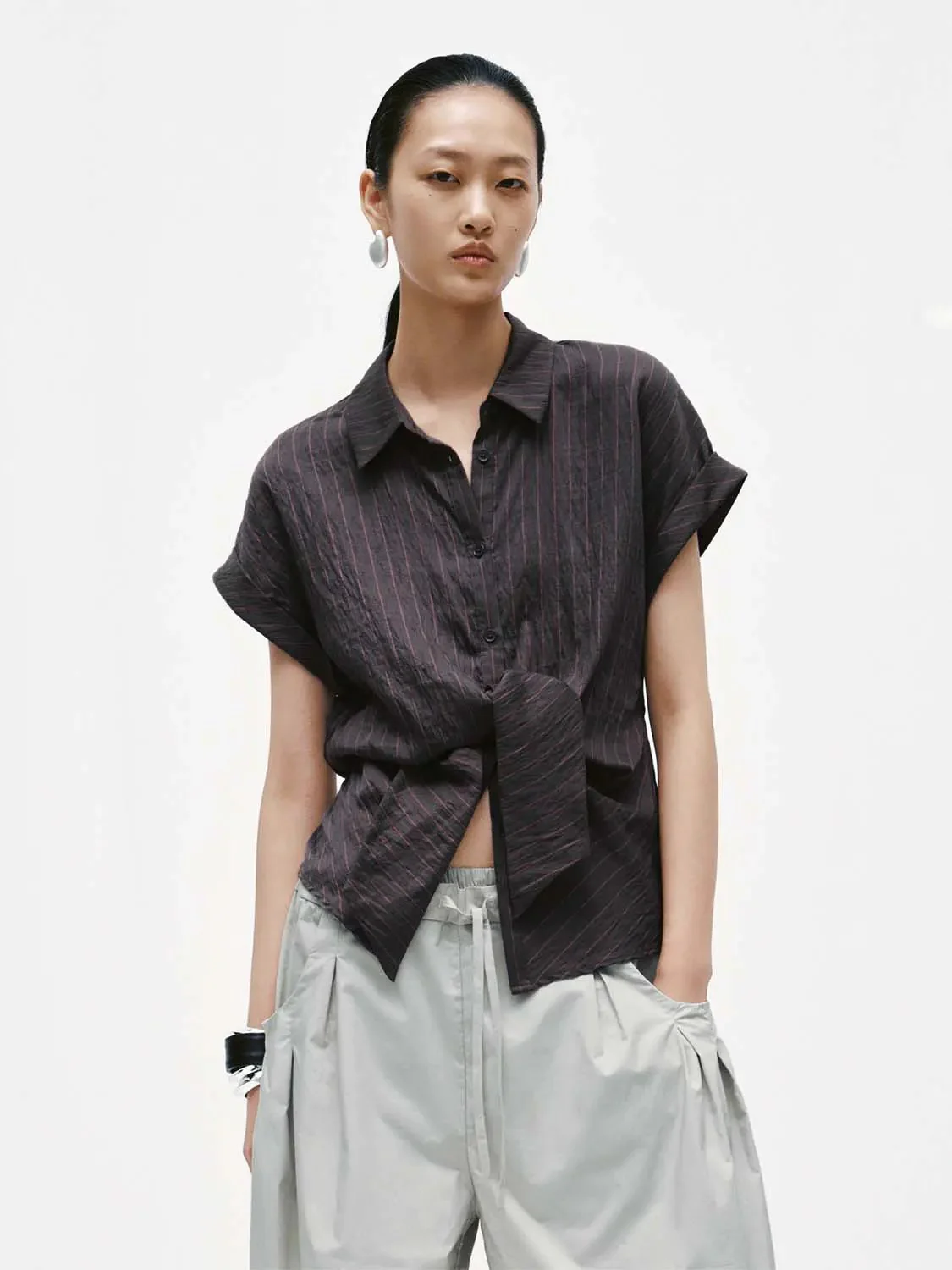 16853-tie-waist-striped-short-sleeve-shirts-9.webp Tie-Waist Striped Short Sleeve Shirts