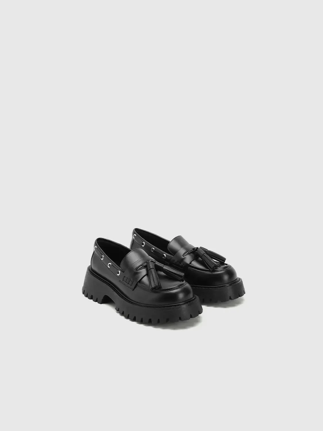 Chunky Heeled Slip-On Loafer Pumps