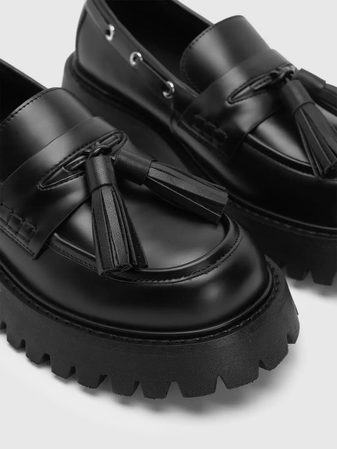 Chunky Heeled Slip-On Loafer Pumps