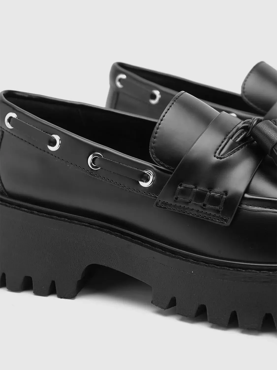 Chunky Heeled Slip-On Loafer Pumps