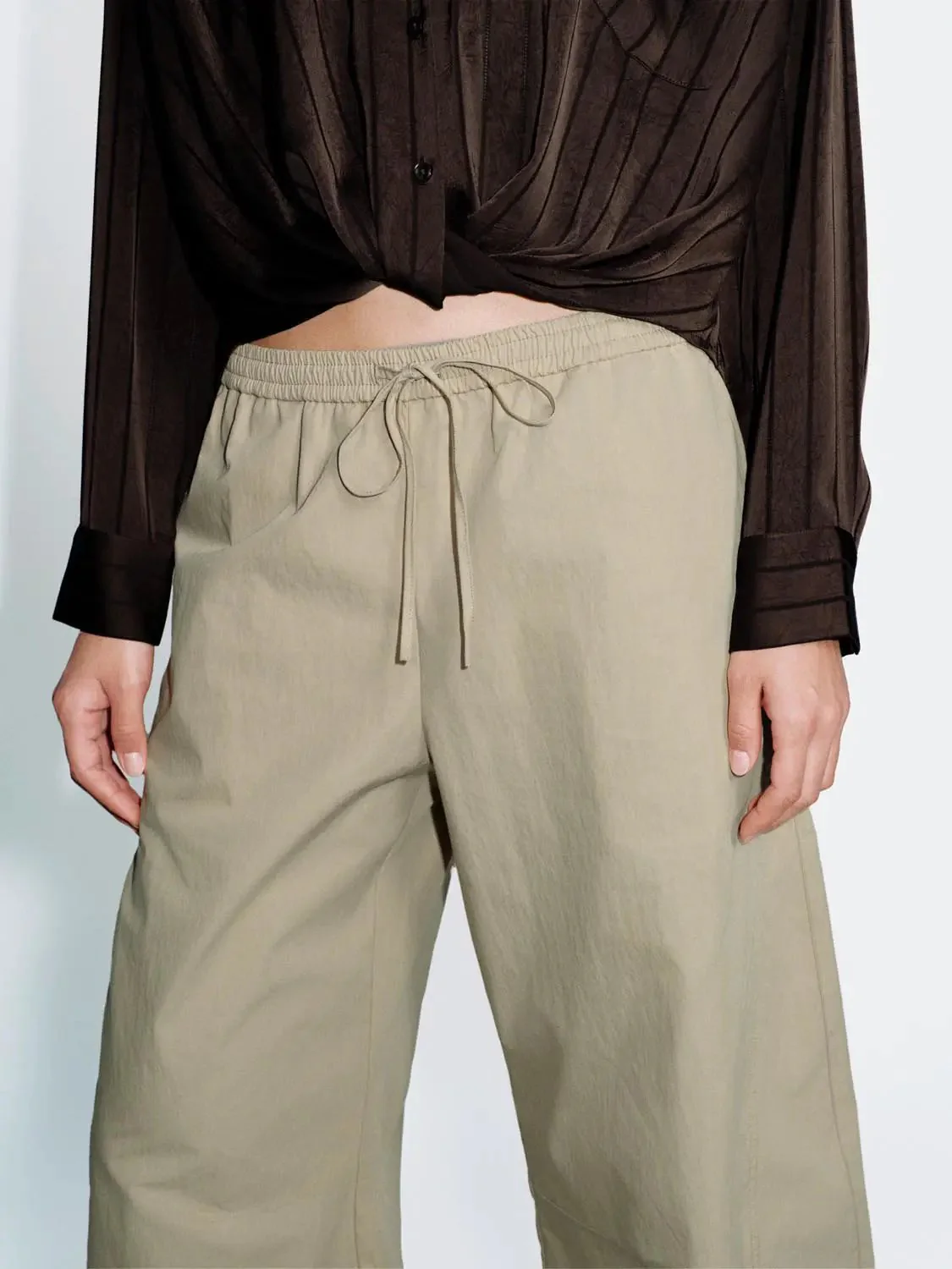 Drawstring Pull On Wide Leg Pants