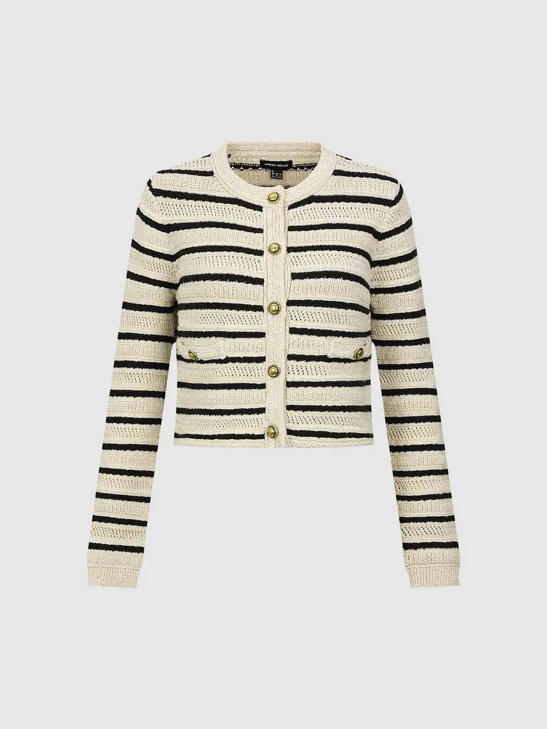 16900-crew-neck-striped-knitted-cardigans-7.webp Crew Neck Striped Knitted Cardigans