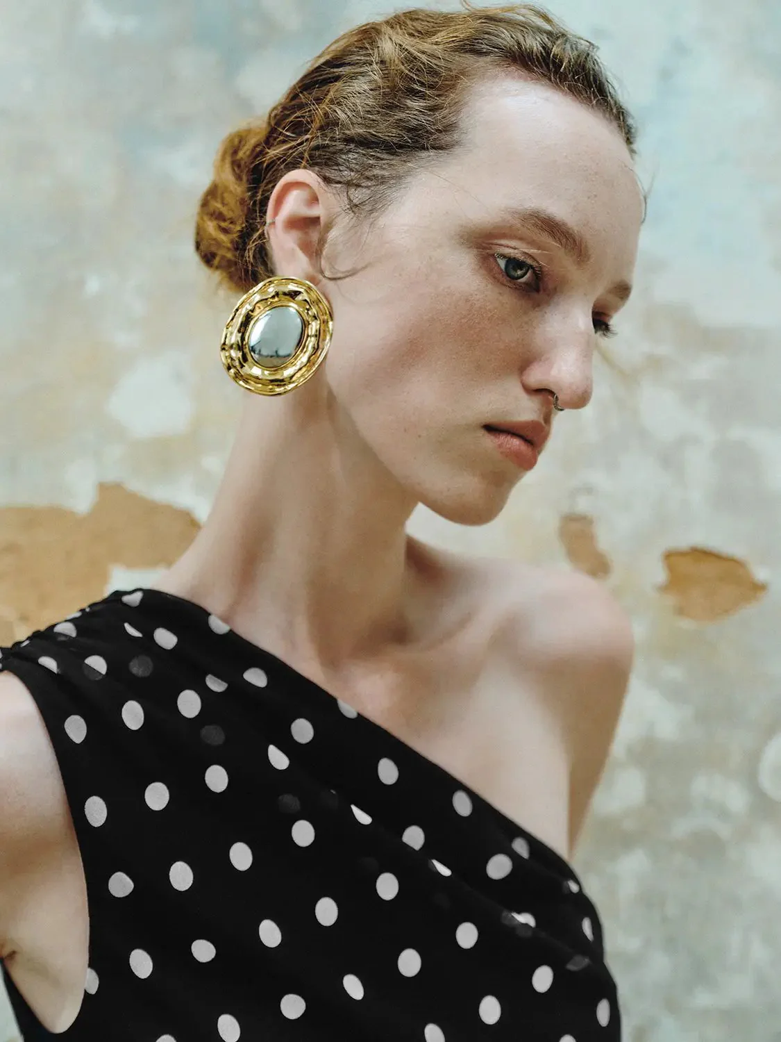 1695-chic-one-shoulder-polka-dot-draped-statement-blouse-3.webp Chic One-Shoulder Polka Dot Draped Statement Blouse