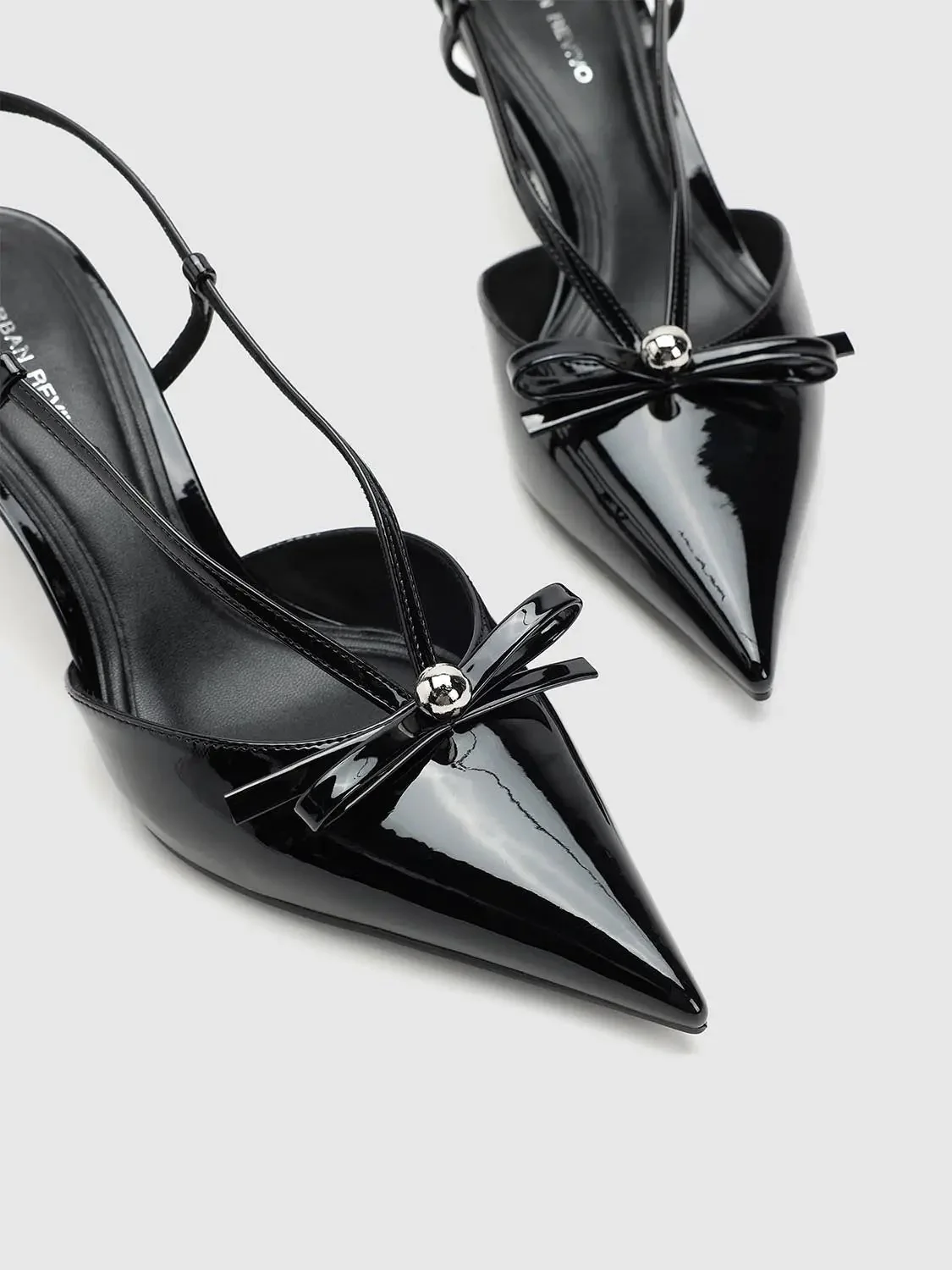 Bow Detail Point Toe Heeled Slingbacks