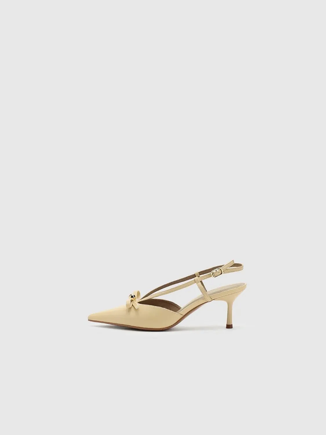 Bow Detail Point Toe Heeled Slingbacks