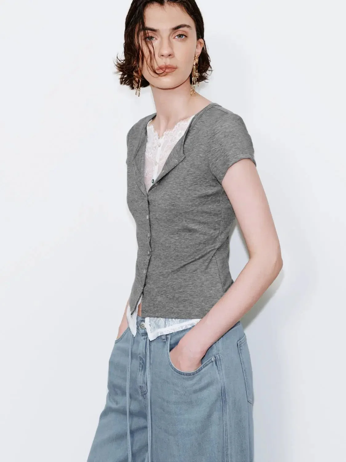 16984-lyocell-lace-trim-two-in-one-short-sleeve-shirts-2.webp Lyocell Lace Trim Two In One Short Sleeve Shirts