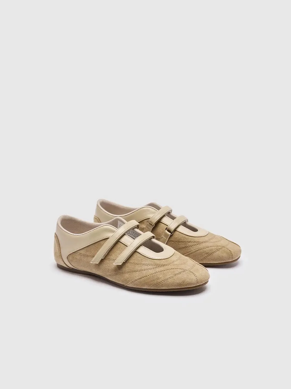 17030-beige-two-tone-strapped-textured-ballet-flat-7.webp Beige Two Tone Strapped Textured Ballet Flat