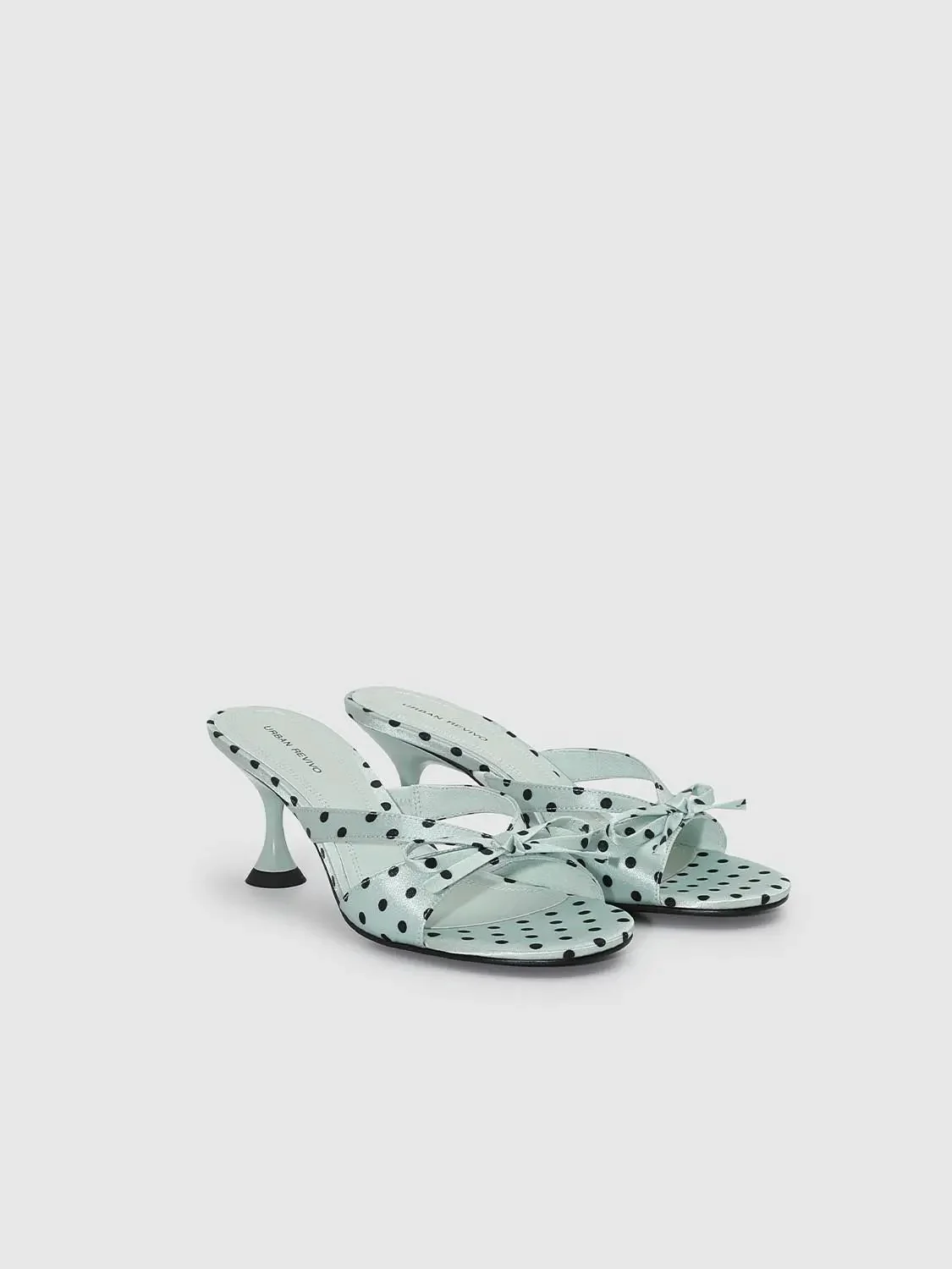 1707-mint-textile-polka-dot-bow-embellished-slippers-1.webp Mint Textile Polka Dot Bow Embellished Slippers