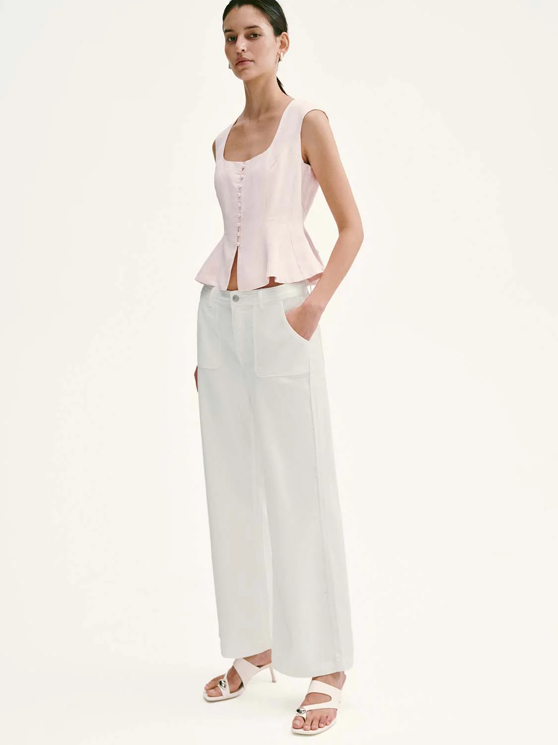 17121-square-neck-button-detail-sleeveless-ruffle-hem-overhead-shirts-4.webp Square Neck Button Detail Sleeveless Ruffle Hem Overhead Shirts