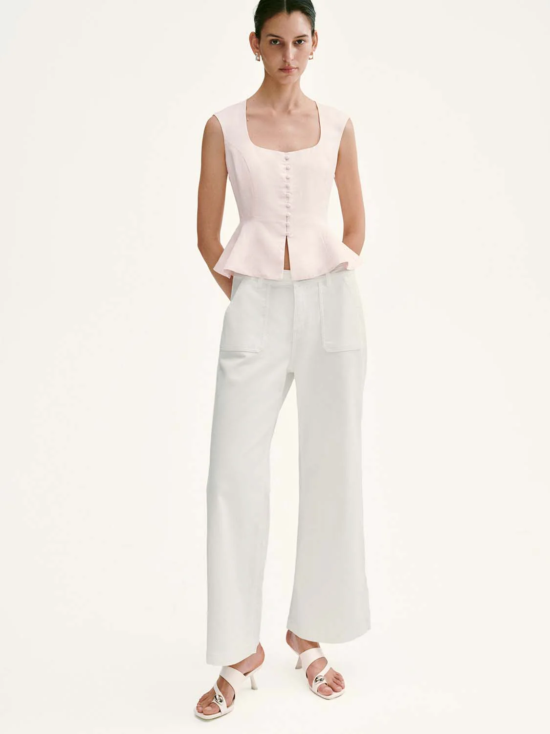 17121-square-neck-button-detail-sleeveless-ruffle-hem-overhead-shirts-5.webp Square Neck Button Detail Sleeveless Ruffle Hem Overhead Shirts