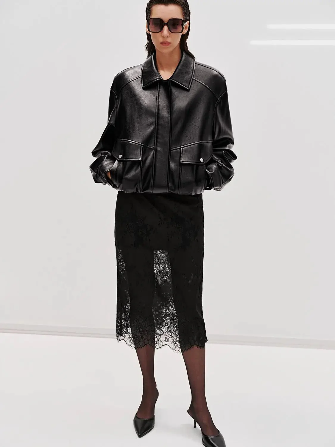 Laced Straight Midi Skirts