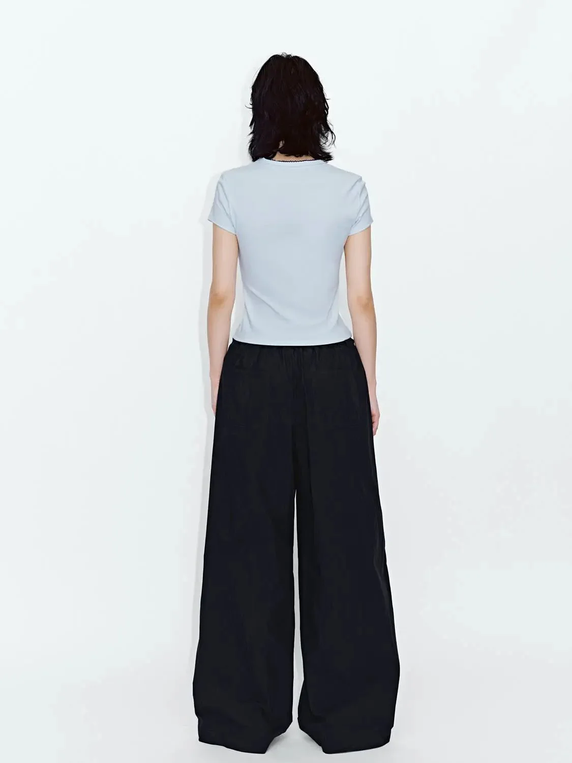 Drawstring Pull On Wide Leg Pants