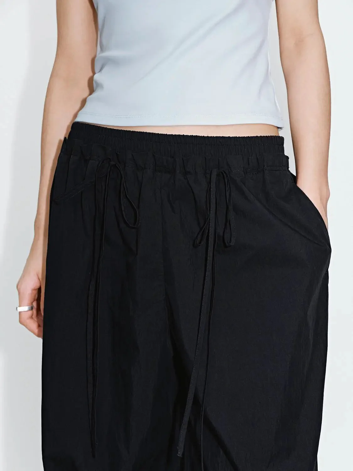 Drawstring Pull On Wide Leg Pants