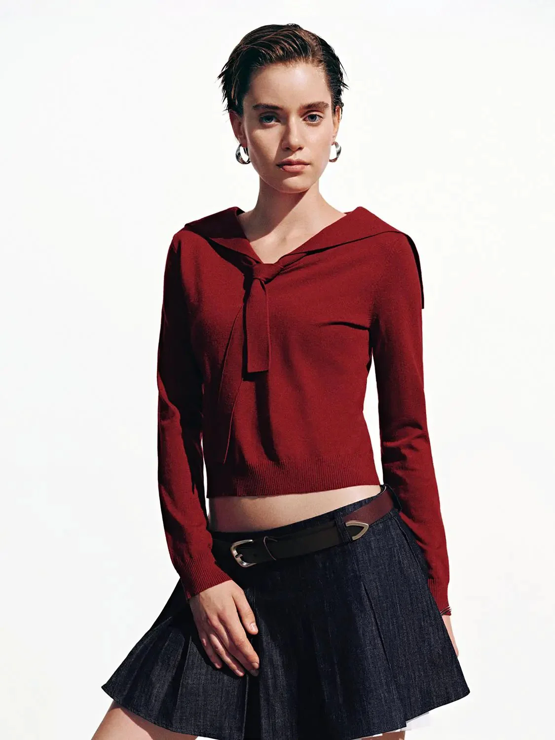 17302-elegant-tie-neck-knit-long-sleeve-ribbed-top-1.webp Elegant Tie-Neck Knit Long-Sleeve Ribbed Top