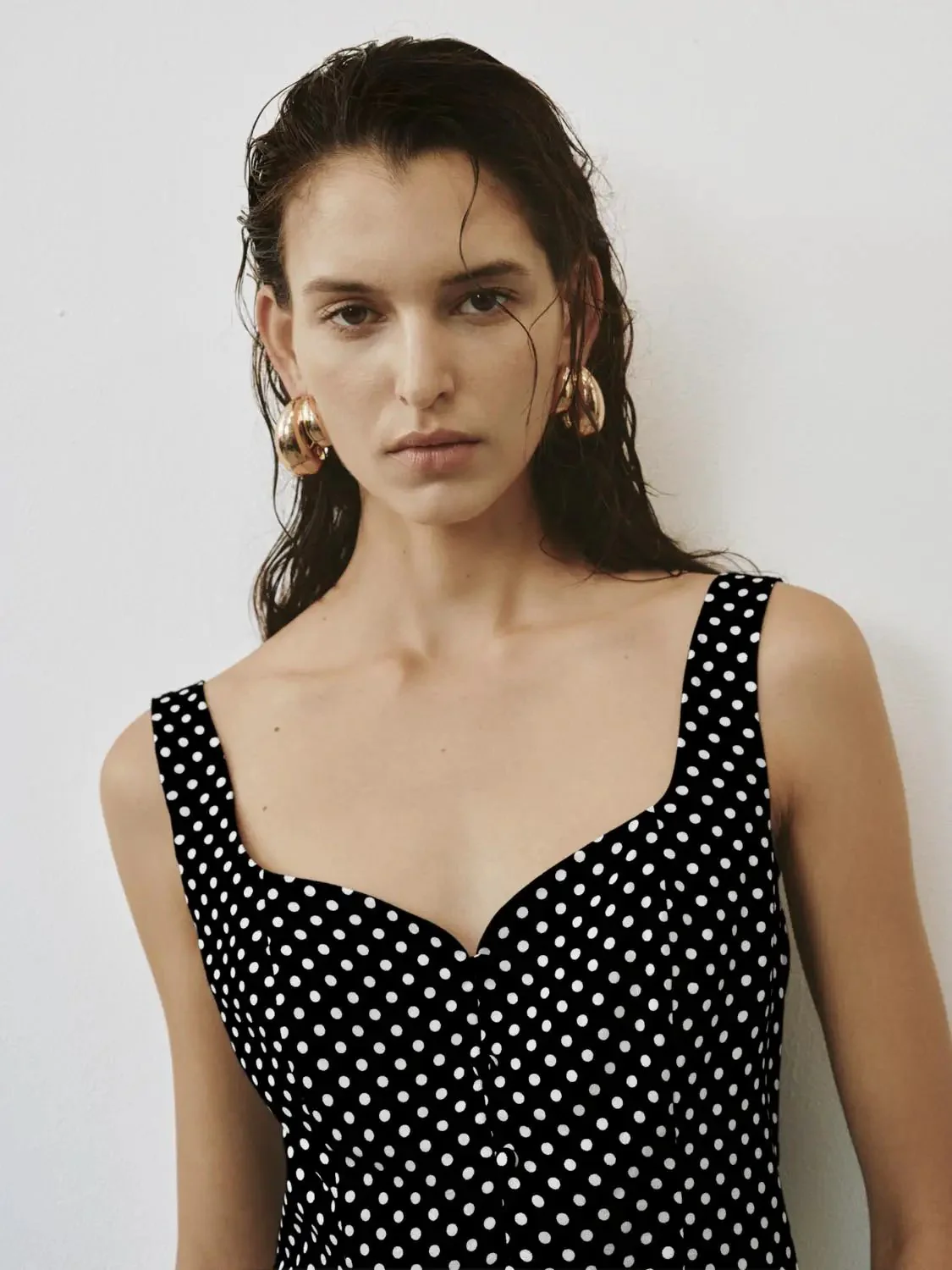 Polka Dotted Skinny Fit Sleeveless Overhead Shirts