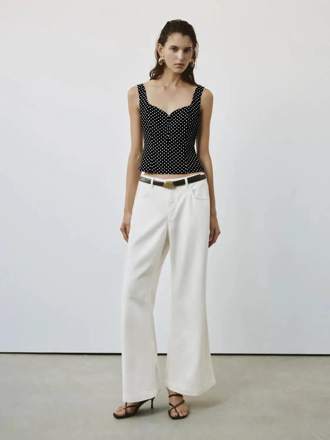Polka Dotted Skinny Fit Sleeveless Overhead Shirts
