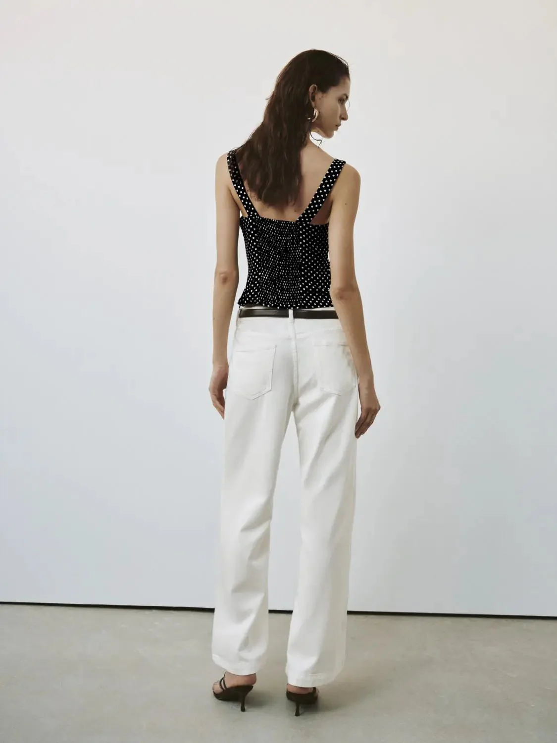 Polka Dotted Skinny Fit Sleeveless Overhead Shirts