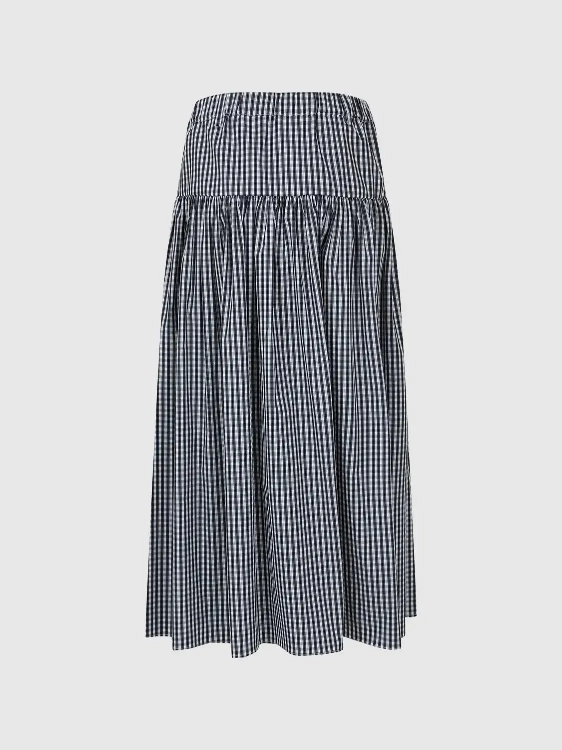17396-contrast-check-shirring-detail-a-line-midi-skirt-2.webp Contrast Check Shirring Detail A Line Midi Skirt