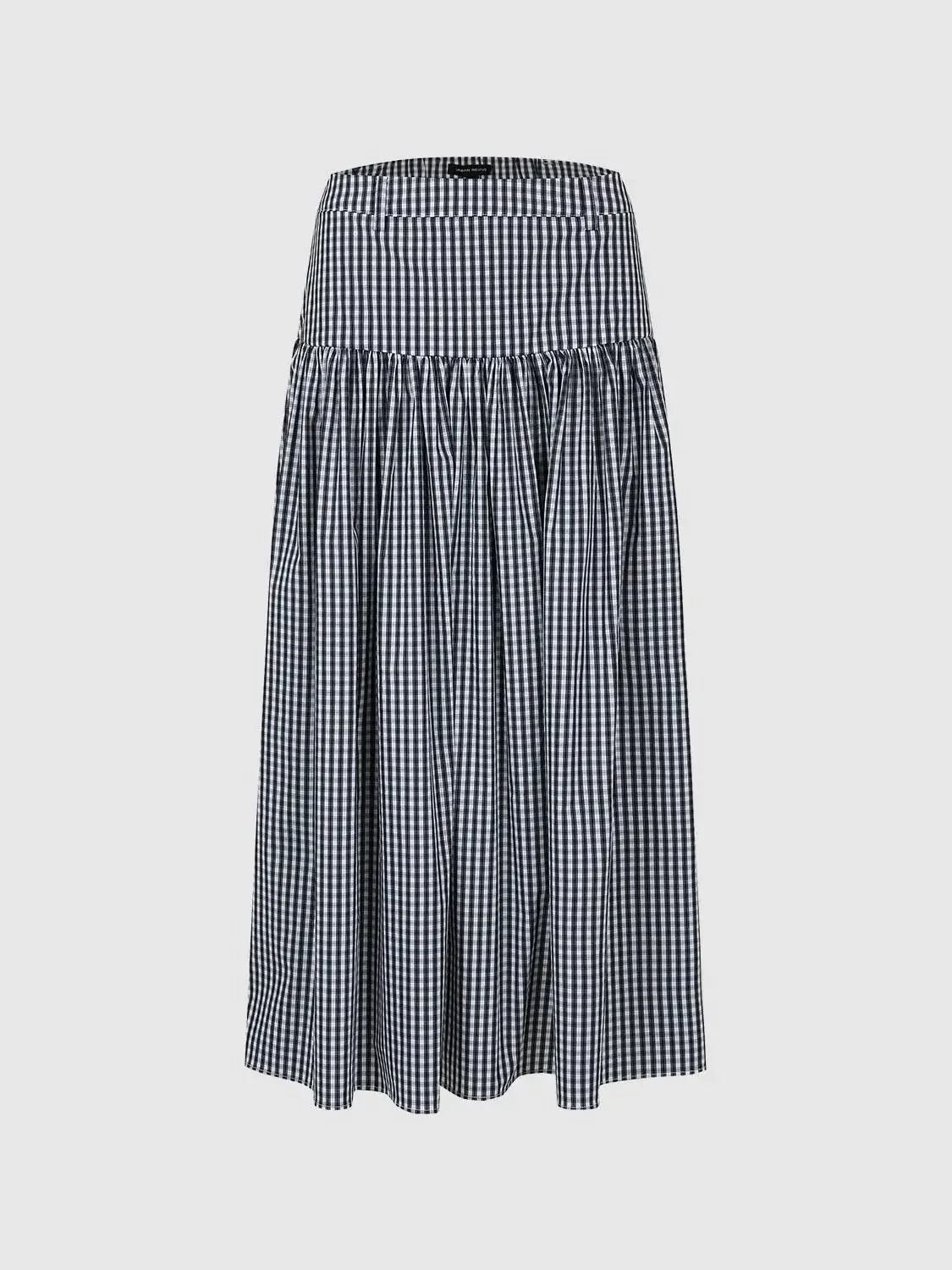 17396-contrast-check-shirring-detail-a-line-midi-skirt-4.webp Contrast Check Shirring Detail A Line Midi Skirt