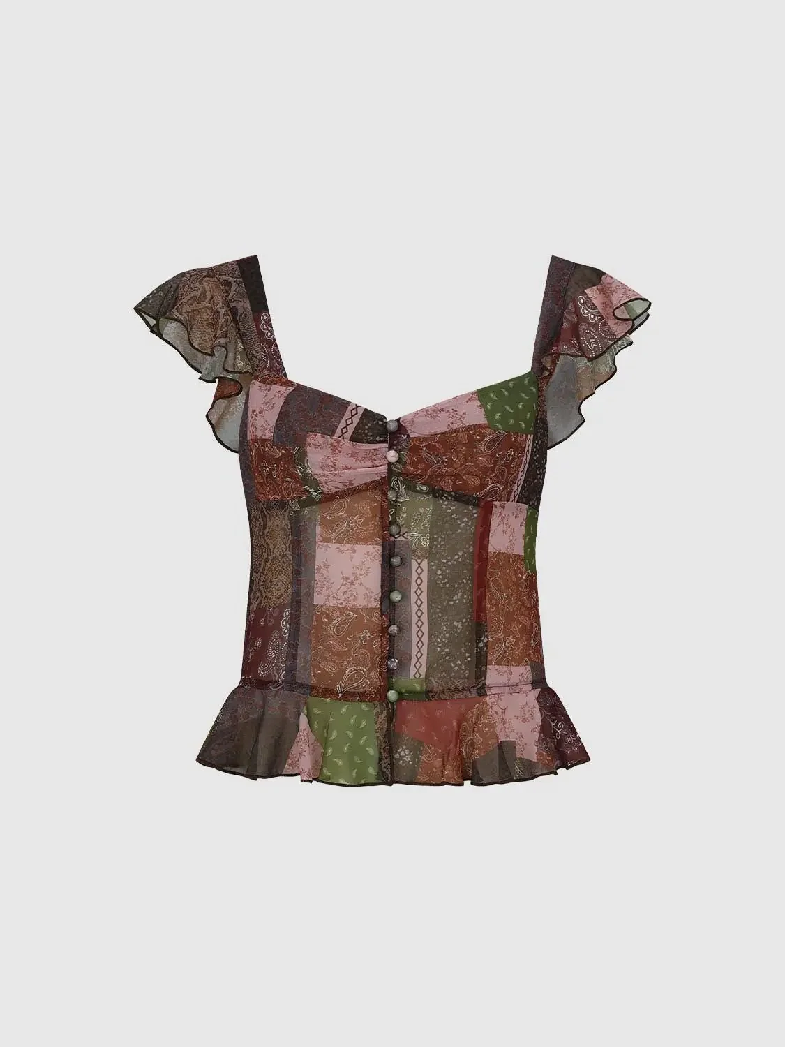 17493-frill-sleeve-button-detail-seamed-t-shirts-7.webp Frill Sleeve Button Detail Seamed T-Shirts
