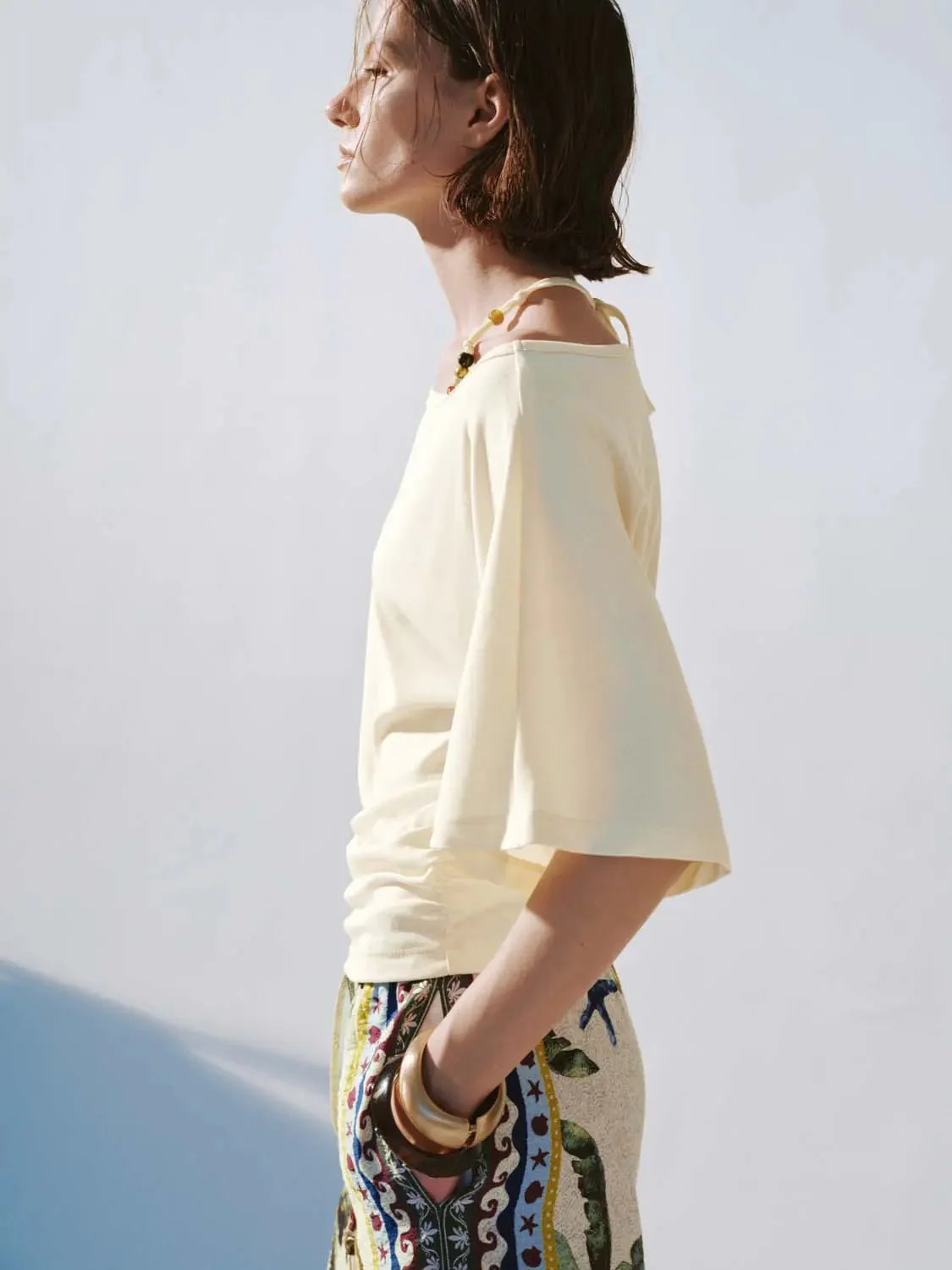 17524-one-shoulder-beaded-halter-ruched-cotton-blend-top-2.webp One-Shoulder Beaded Halter Ruched Cotton Blend Top