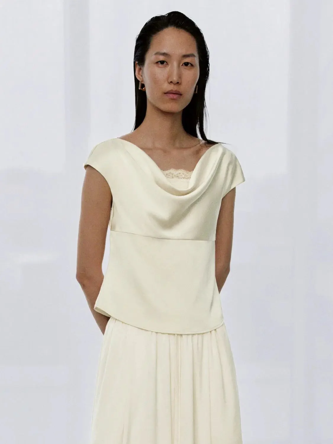 17541-v-neck-capped-sleeve-overhead-lace-shirt-1.webp V-Neck Capped Sleeve Overhead Lace Shirt