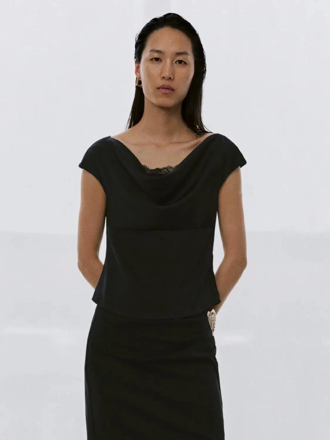 17541-v-neck-capped-sleeve-overhead-lace-shirt-18.webp V-Neck Capped Sleeve Overhead Lace Shirt