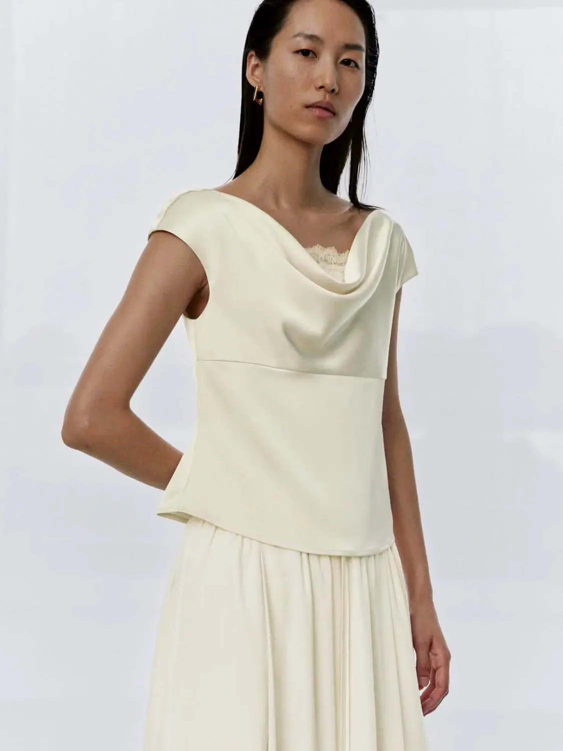 17541-v-neck-capped-sleeve-overhead-lace-shirt-2.webp V-Neck Capped Sleeve Overhead Lace Shirt