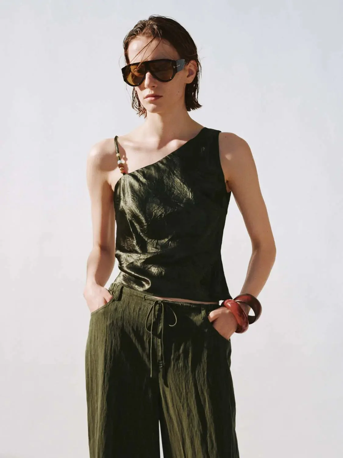 One Shoulder Cami Tops