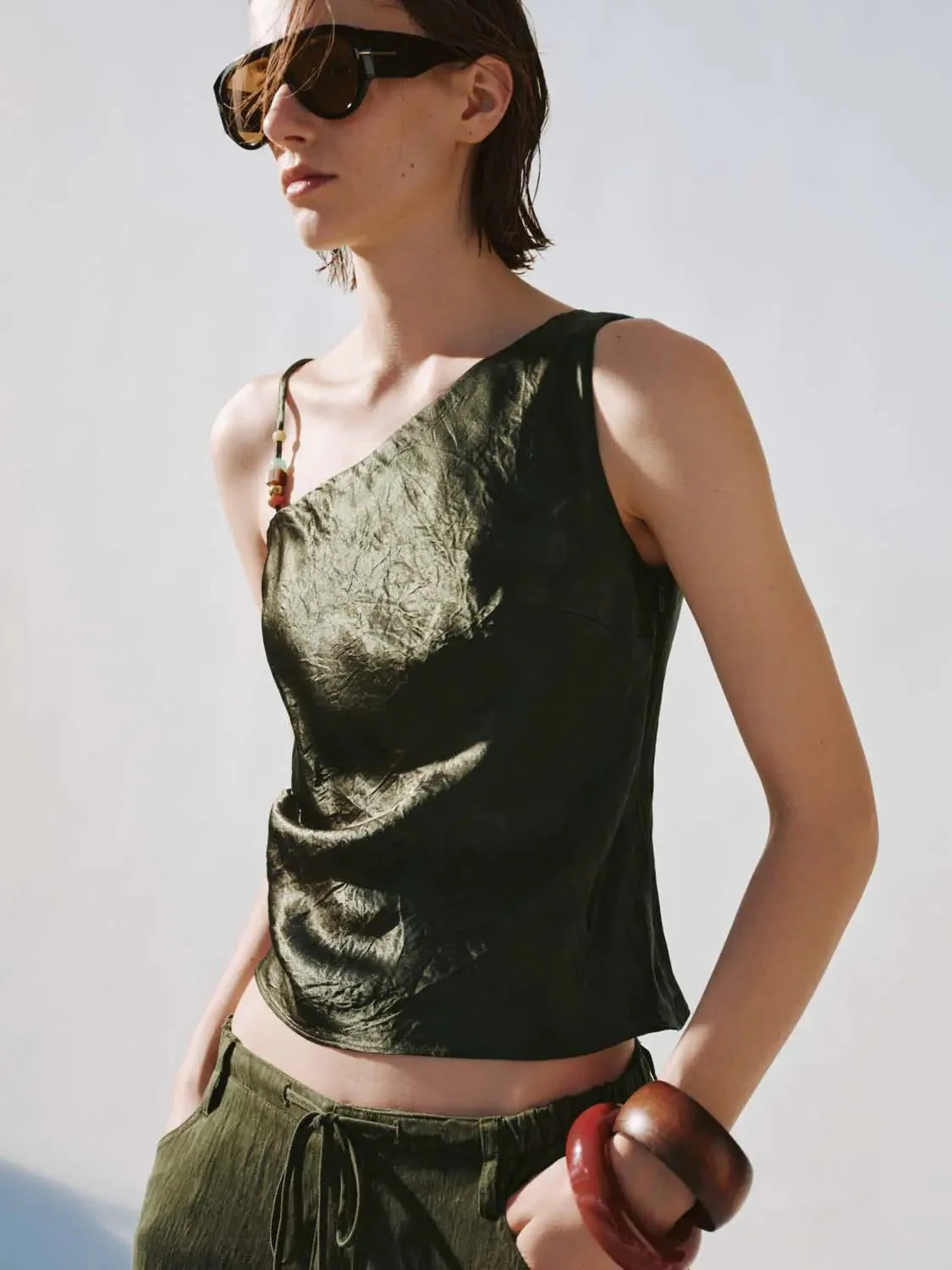 One Shoulder Cami Tops