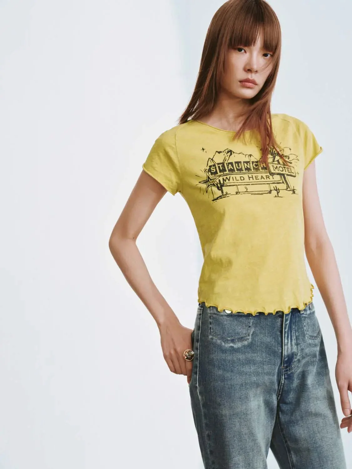 17730-cotton-ruffle-trim-printed-graphic-t-shirts-2.webp Cotton Ruffle Trim Printed Graphic T Shirts