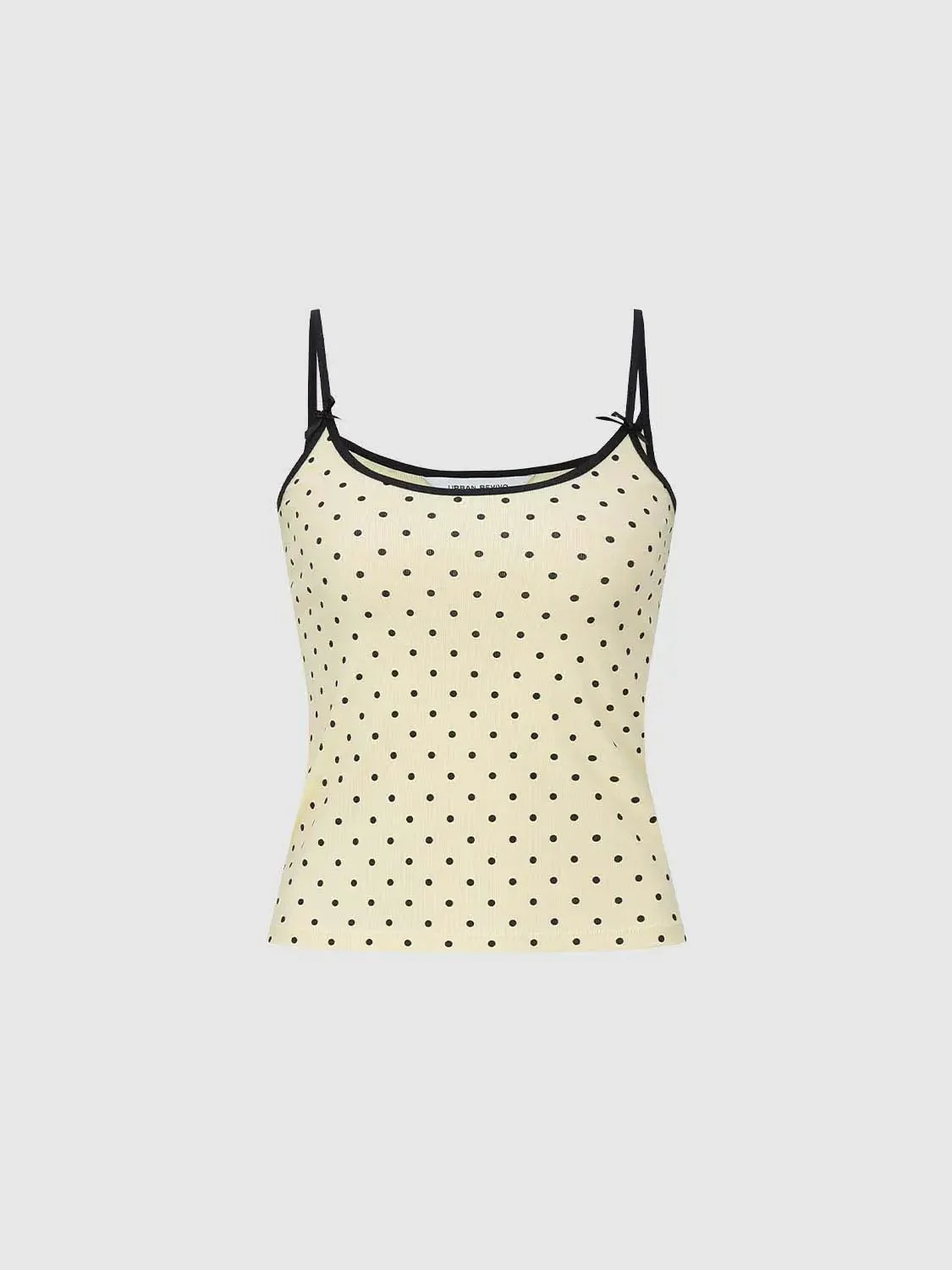 Cotton Navy Polka Dot Bow Detail Strappy Tank Top