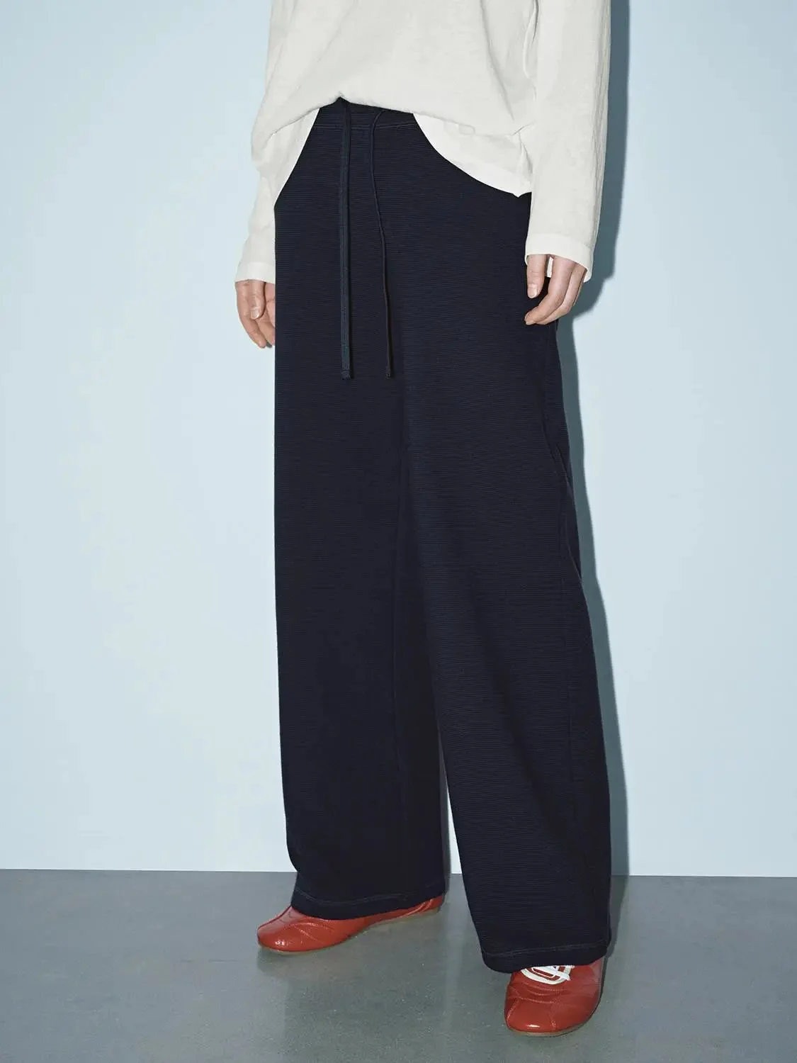 Drawstring Pull On Wide Leg Pants