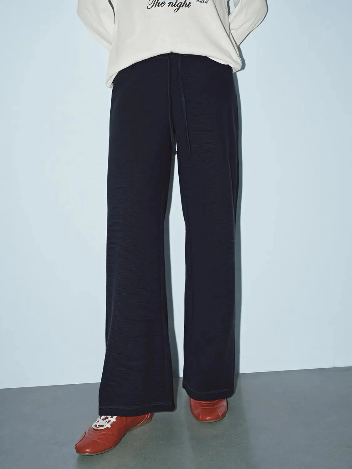 Drawstring Pull On Wide Leg Pants
