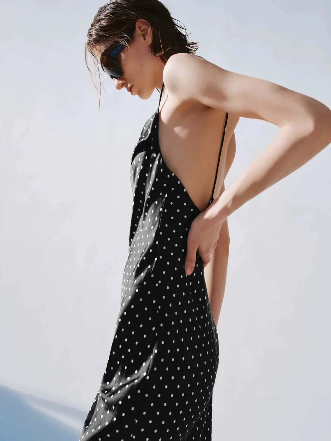 1780-polka-dot-cowl-neck-strappy-elegant-maxi-dress-2.webp Polka Dot Cowl Neck Strappy Elegant Maxi Dress