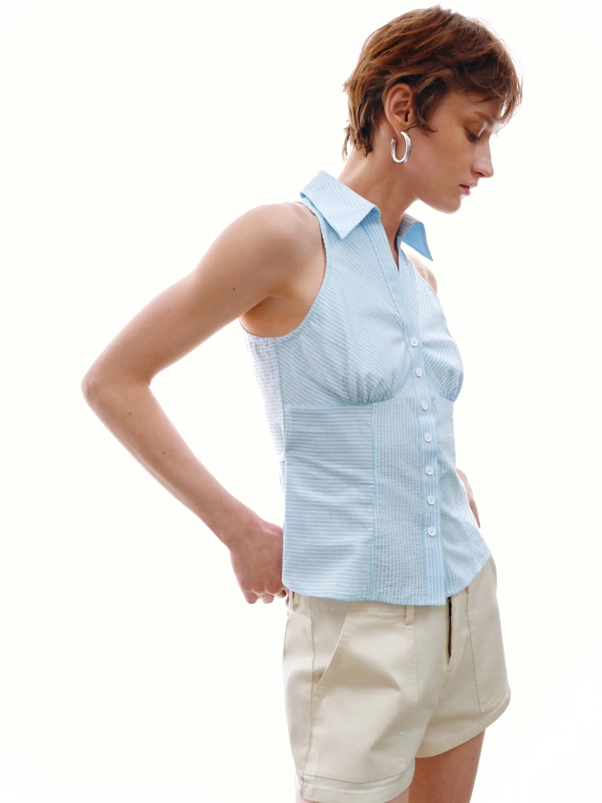 17825-contrast-striped-seamed-skinny-fit-sleeveless-shirts-2.webp Contrast Striped Seamed Skinny Fit Sleeveless Shirts