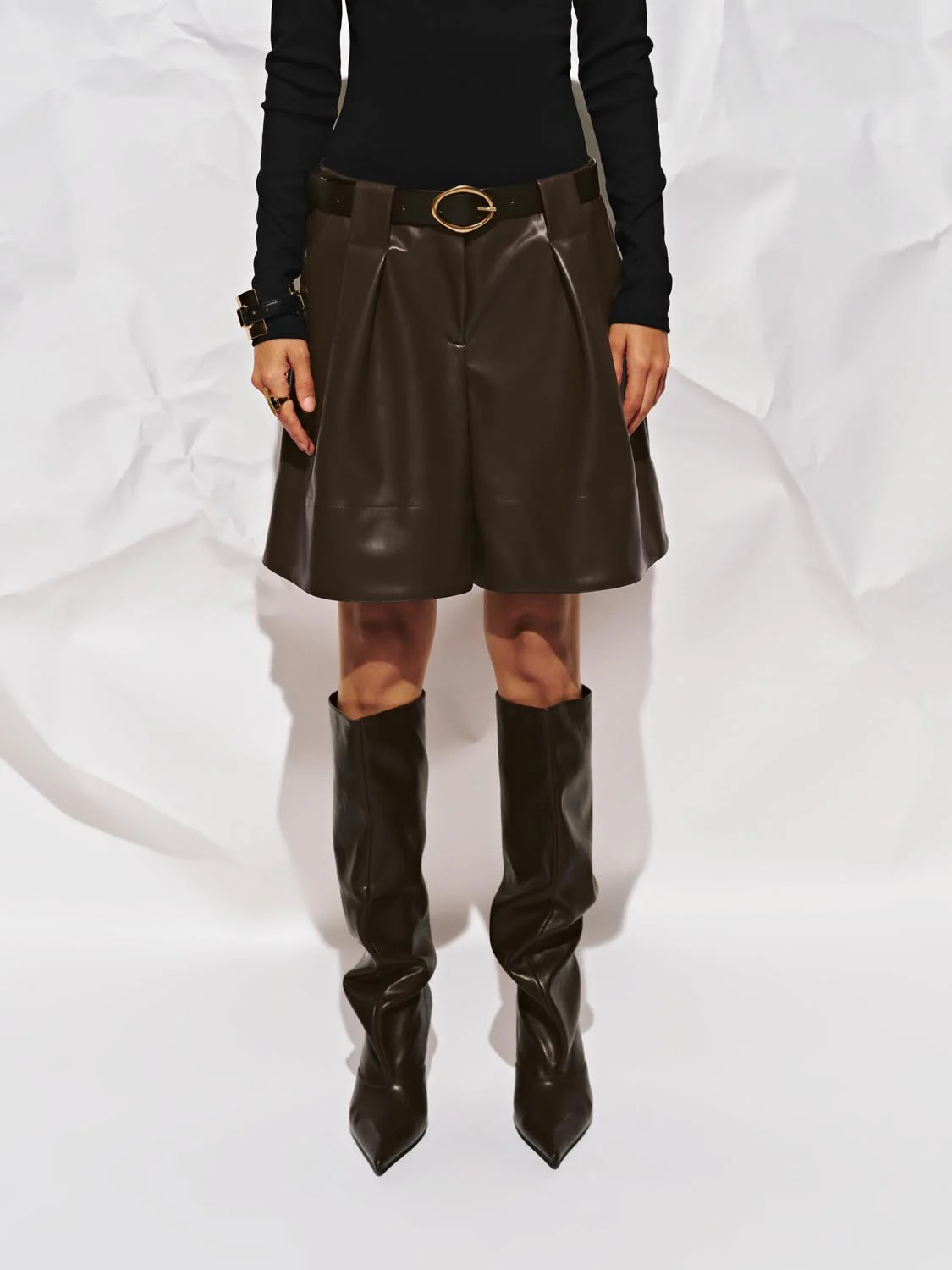17865-vegan-leather-draped-wide-leg-shorts-1.webp Vegan Leather Draped Wide-Leg Shorts