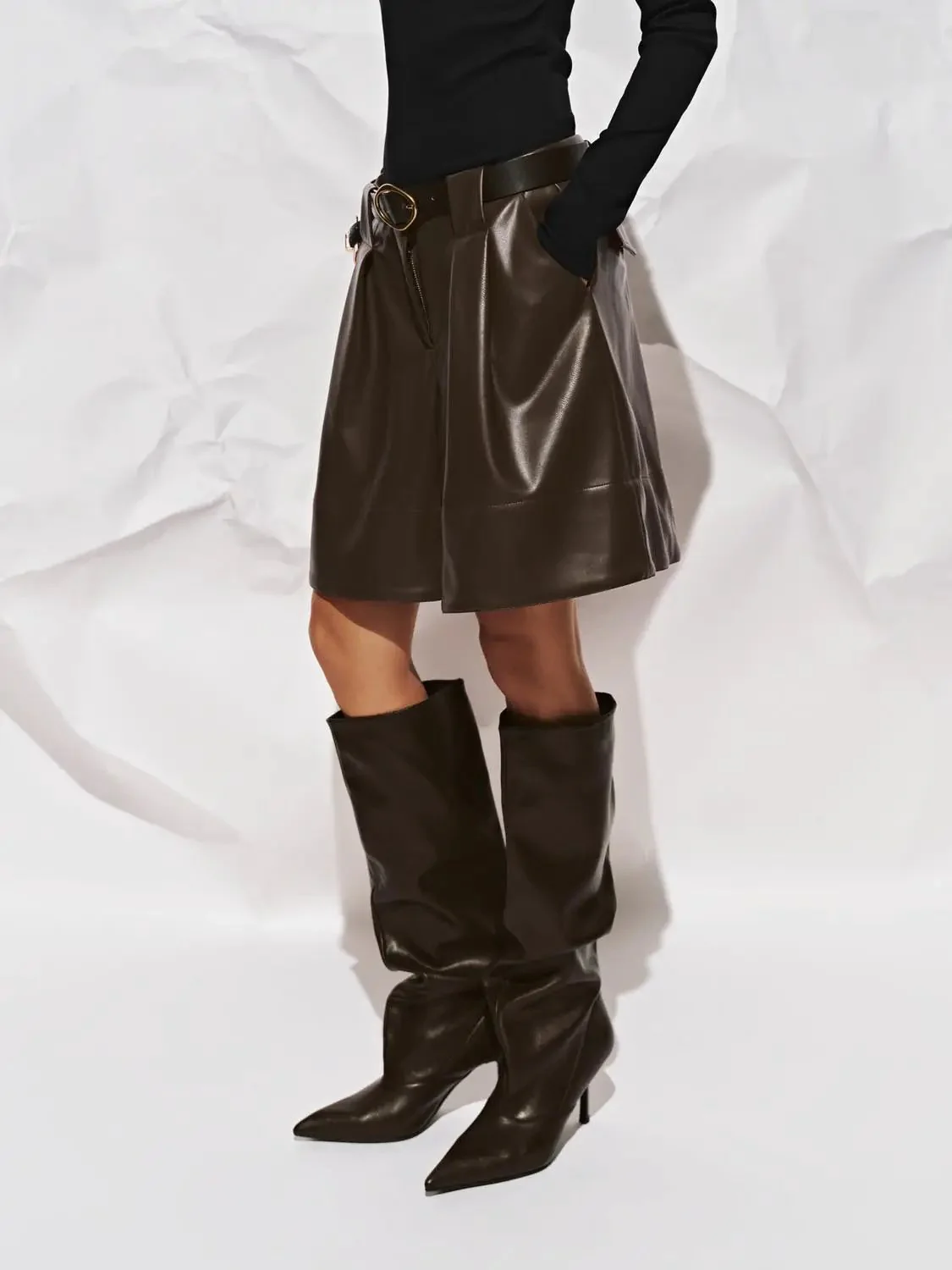 17865-vegan-leather-draped-wide-leg-shorts-3.webp Vegan Leather Draped Wide-Leg Shorts