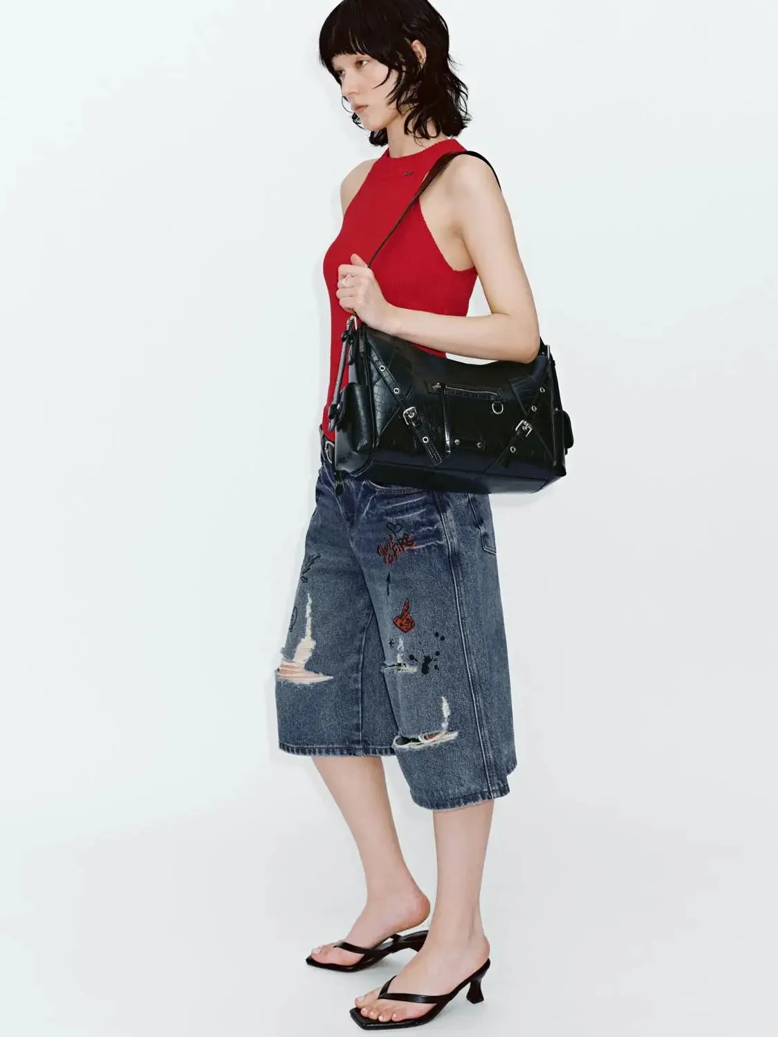 17900-red-ribbed-high-neck-knit-sleeveless-tank-top-2.webp Red Ribbed High Neck Knit Sleeveless Tank Top