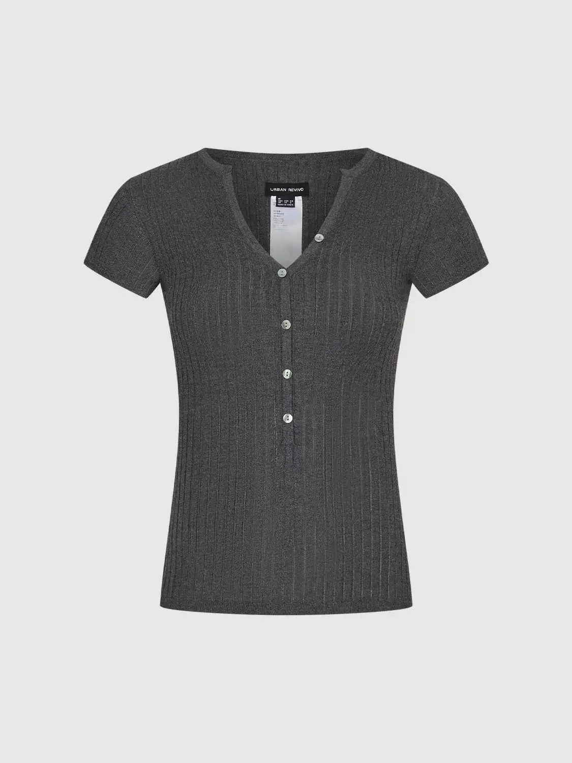 1791-navy-classic-henley-neck-ribbed-stretch-knit-top-13.webp Navy Classic Henley Neck Ribbed Stretch Knit Top