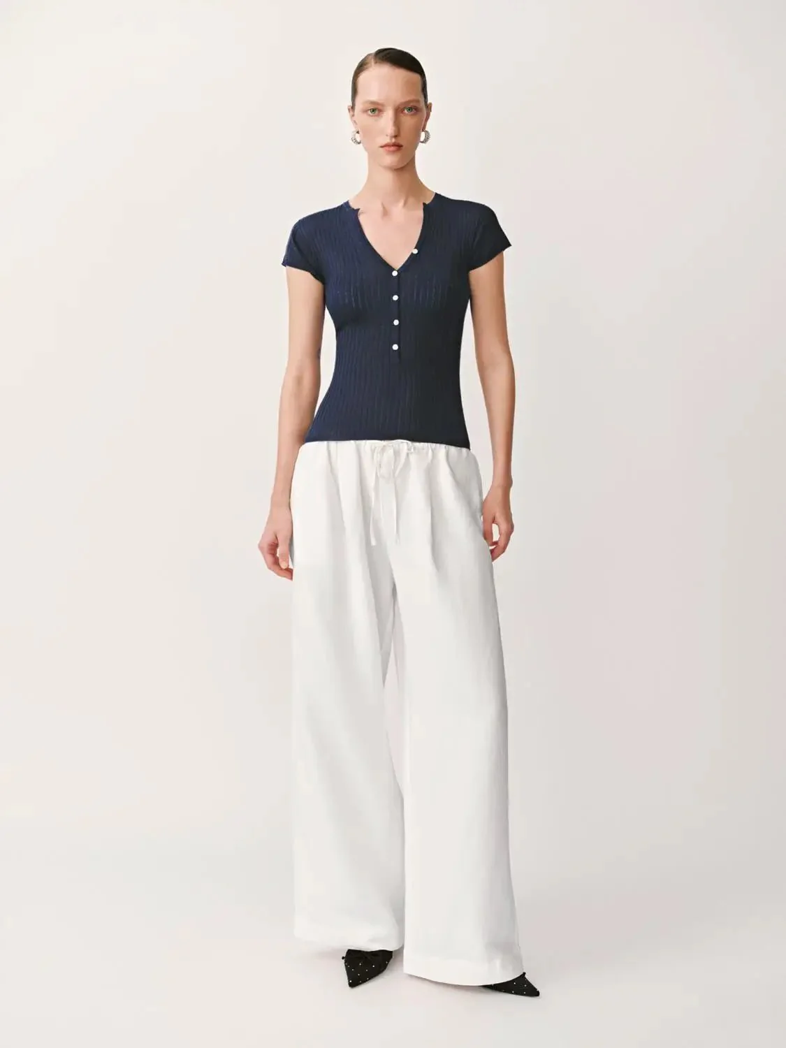 1791-navy-classic-henley-neck-ribbed-stretch-knit-top-4.webp Navy Classic Henley Neck Ribbed Stretch Knit Top
