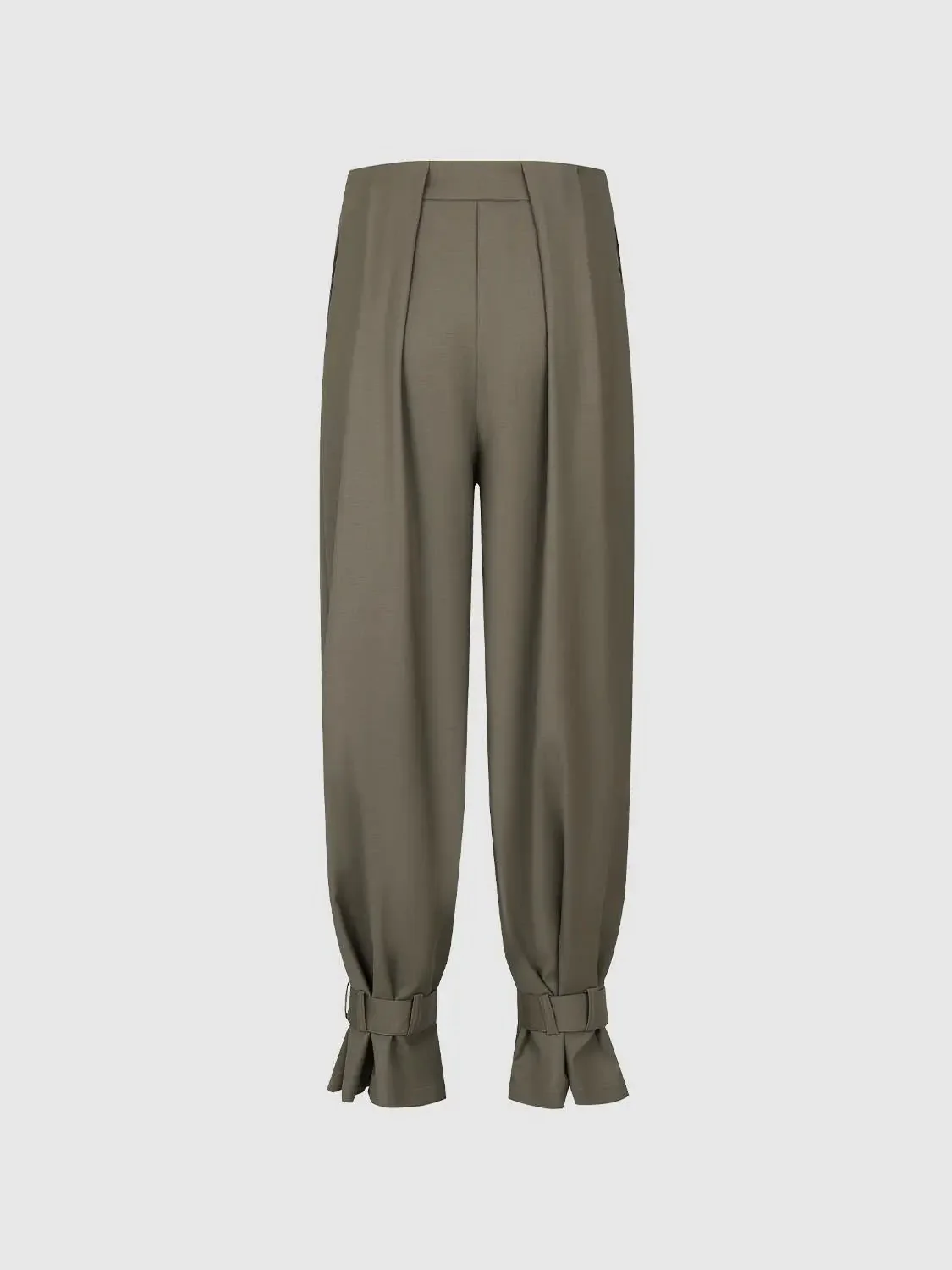 Pleated Buckle Detail Jogger Pants