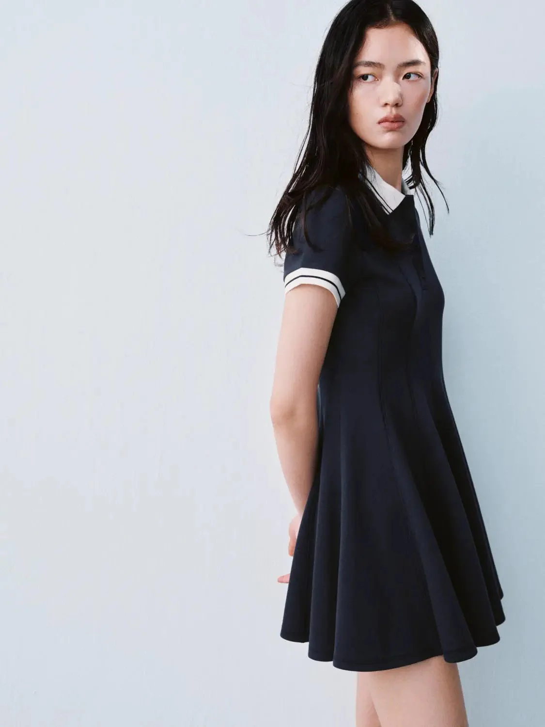 180-polo-neck-short-sleeve-a-line-with-stretch-dresses-10.webp Polo Neck Short Sleeve A Line With Stretch Dresses